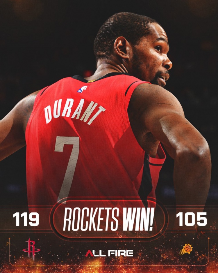 开云官网-7连胜以7号为封面！火箭官方赢球海报封面人物——杜兰特
